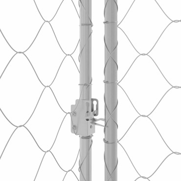 vidaXL Κλουβί Σκυλιού με Στέγη Ασημί 600 x 200 x 256 εκ.