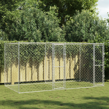 vidaXL Κλουβί σκύλου Ασημί 400 x 200 x 200 εκ. Επικαλυμμένος Χάλυβας
