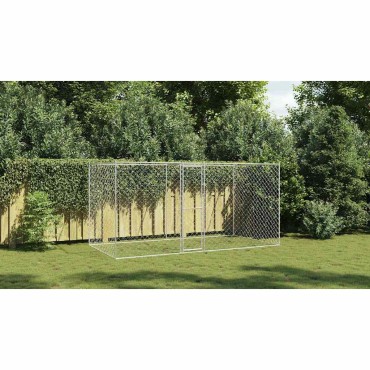 vidaXL Κλουβί σκύλου Ασημί 400 x 200 x 200 εκ. Επικαλυμμένος Χάλυβας