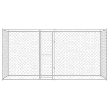 vidaXL Κλουβί σκύλου Ασημί 400 x 200 x 200 εκ. Επικαλυμμένος Χάλυβας