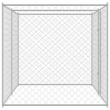 vidaXL Κλουβί σκύλου Ασημί 400 x 200 x 200 εκ. Επικαλυμμένος Χάλυβας