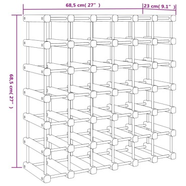 vidaXL Ραφιέρα Κρασιών για 42 Κρασιά 68,5x23x68,5cm Μασίφ Ξύλο Πεύκου 1 τεμ.