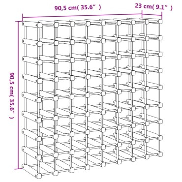 vidaXL Ραφιέρα Κρασιών για 72 Κρασιά 90,5x23x90,5cm Μασίφ Ξύλο Πεύκου 1 τεμ.