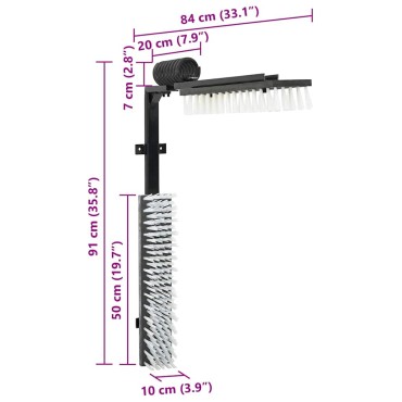 vidaXL Βούρτσες Βοοειδών Μαύρο και Λευκό 84 x 10 x 91 εκ. PVC