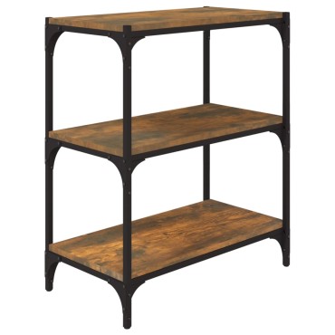 vidaXL Βιβλιοθήκη Καπνιστή Δρυς 60x33x70,5cm Επεξ. Ξύλο & Ατσάλι 1 τεμ.