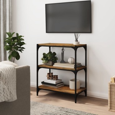 vidaXL Βιβλιοθήκη Καπνιστή Δρυς 60x33x70,5cm Επεξ. Ξύλο & Ατσάλι 1 τεμ.