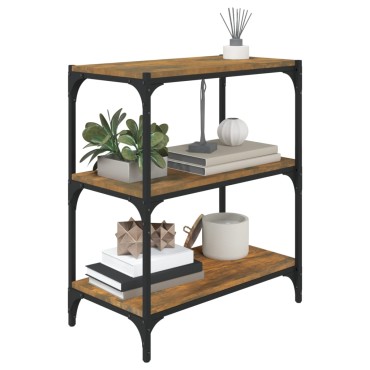 vidaXL Βιβλιοθήκη Καπνιστή Δρυς 60x33x70,5cm Επεξ. Ξύλο & Ατσάλι 1 τεμ.