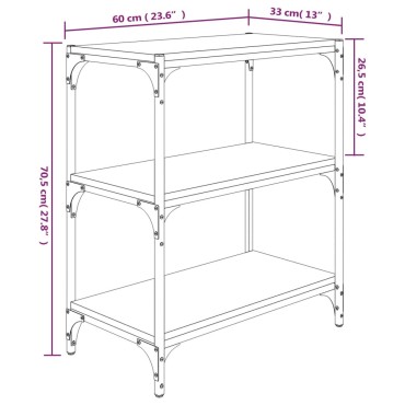 vidaXL Βιβλιοθήκη Καπνιστή Δρυς 60x33x70,5cm Επεξ. Ξύλο & Ατσάλι 1 τεμ.