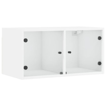vidaXL Ντουλάπι Τοίχου Λευκό 68,5x37x35cm με Γυάλινες Πόρτες 1 τεμ.