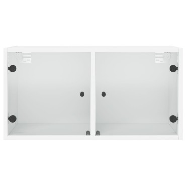 vidaXL Ντουλάπι Τοίχου Λευκό 68,5x37x35cm με Γυάλινες Πόρτες 1 τεμ.