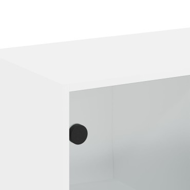 vidaXL Ντουλάπι Τοίχου Λευκό 68,5x37x35cm με Γυάλινες Πόρτες 1 τεμ.
