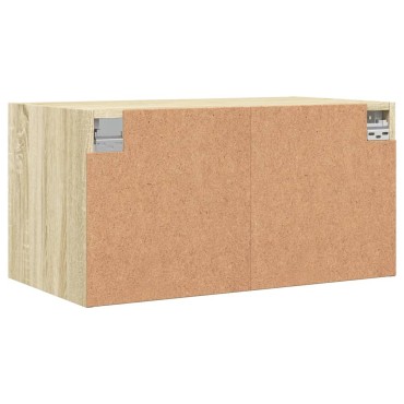 vidaXL Ντουλάπι Τοίχου Sonoma Δρυς 68,5x37x35cm με Γυάλινες Πόρτες 1 τεμ.