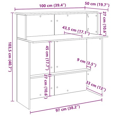 vidaXL Γραφείο Υποδοχής Λευκό 100x50x103,5cm από Τεχνητό Ξύλο 1 τεμ.