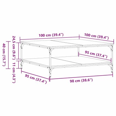 vidaXL Τραπεζάκι σαλονιού Μαύρη δρυς 100x100x40cm 1 τεμ.