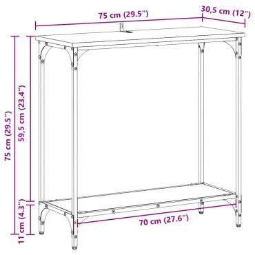 vidaXL Τραπέζι κονσόλας Παλαιό ξύλο 75x30.5x75 εκ 1 τεμ.