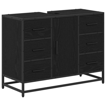 vidaXL Ντουλάπι Μπάνιου Μαύρη Οξυά 80x33x60cm Επεξεργασμένο Ξύλο