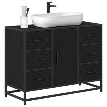 vidaXL Ντουλάπι Μπάνιου Μαύρη Οξυά 80x33x60cm Επεξεργασμένο Ξύλο
