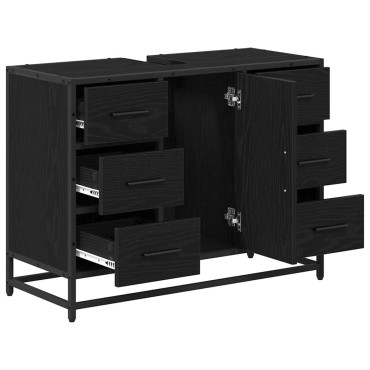 vidaXL Ντουλάπι Μπάνιου Μαύρη Οξυά 80x33x60cm Επεξεργασμένο Ξύλο
