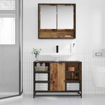 vidaXL Ντουλάπι Μπάνιου Παλιό Ξύλο 80x33x60cm Επεξεργασμένο Ξύλο