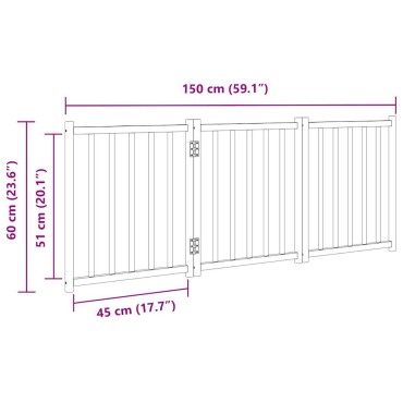 vidaXL Πύλη σκύλου πτυσσόμενη 3 πάνελ 150 cm από μασίφ ξύλο ελάτης