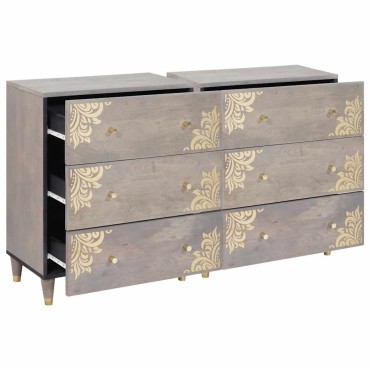 vidaXL Πλαϊνό γραφείο 2 τεμ. 60x33x75cm Στερεό ξύλο μάνγκο Γκρι