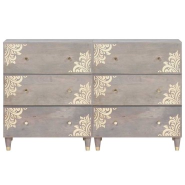 vidaXL Πλαϊνό γραφείο 2 τεμ. 60x33x75cm Στερεό ξύλο μάνγκο Γκρι