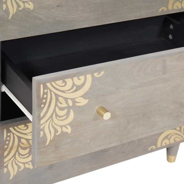 vidaXL Πλαϊνό γραφείο 2 τεμ. 60x33x75cm Στερεό ξύλο μάνγκο Γκρι