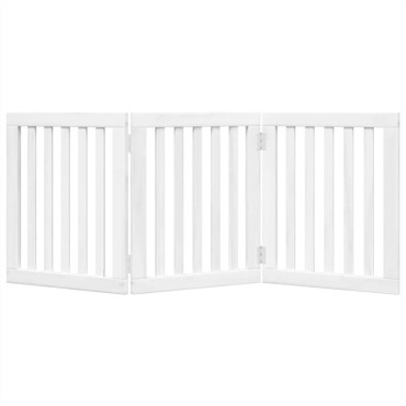 vidaXL Διαχωριστικό Σκύλων Πτυσσόμενο 3 Πάνελ Λευκό 150 εκ Ξύλο Λεύκας