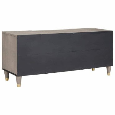 vidaXL Ντουλάπι TV με ράφι Γκρι 105x33x46cm Στερεό ξύλο μάνγκο 1 τεμ.