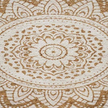 vidaXL Χαλιά χώρου Floral Φυσικό με Λευκή Εκτύπωση 205x305cm Γιούτα
