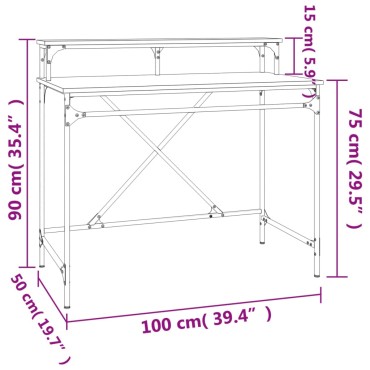 vidaXL Γραφείο Καπνιστή Δρυς 100x50x90cm από Επεξεργασμένο Ξύλο 1 τεμ.