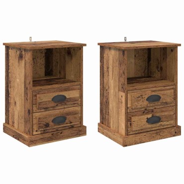 vidaXL Κομοδίνο 2 τεμ. Παλιό ξύλο 36x43x60cm Επεξεργασμένο Ξύλο