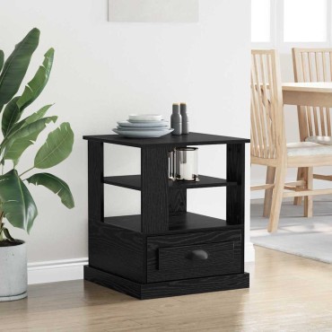 vidaXL Κομοδίνο Μαύρη Οξυά 50x50x60cm Επεξεργασμένο Ξύλο 1 τεμ.