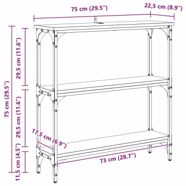 vidaXL Τραπέζι κονσόλας Μαύρη Οξυά 75x22,5x75 εκ 1 τεμ.