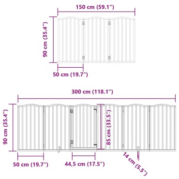 vidaXL Διαχωριστικό Σκύλων/Πόρτα Πτυσσόμενο 12 Πάνελ 600εκ Ξύλο Λεύκας