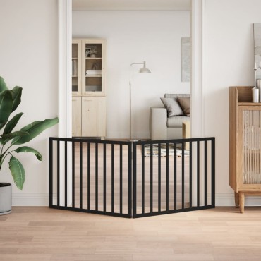 vidaXL Πόρτα Σκύλου Πτυσσόμενη 2 Πάνελ Μαύρη 160 εκ. από Ξύλο Λεύκας