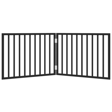 vidaXL Πόρτα Σκύλου Πτυσσόμενη 2 Πάνελ Μαύρη 160 εκ. από Ξύλο Λεύκας