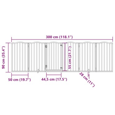 vidaXL Πόρτα Σκύλου με Πόρτα Πτυσσόμενη 6 Πάνελ από Ξύλο Λεύκας 300 εκ.
