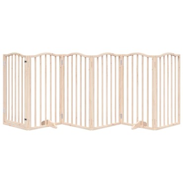 vidaXL Πόρτα Σκύλου με Πόρτα Πτυσσόμενη 6 Πάνελ από Ξύλο Λεύκας 300 εκ.