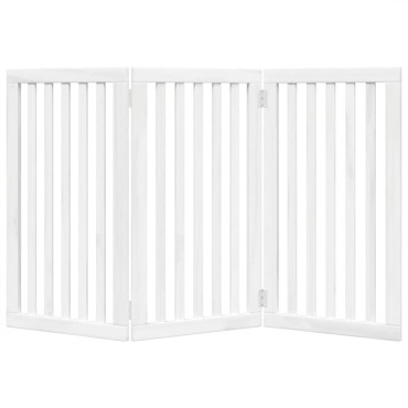 vidaXL Διαχωριστικό Σκύλων Πτυσσόμενο 3 Πάνελ Λευκό 150 εκ Ξύλο Λεύκας