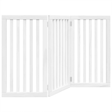 vidaXL Διαχωριστικό Σκύλων Πτυσσόμενο 3 Πάνελ Λευκό 150 εκ Ξύλο Λεύκας