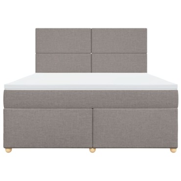 vidaXL Κρεβάτι Boxspring με Στρώμα Taupe 180x200 εκ. Υφασμάτινο