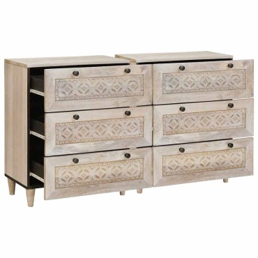 vidaXL Πλαϊνό γραφείο 2 τεμ. 120x33,5x75cm Μασίφ ξύλο μάνγκο