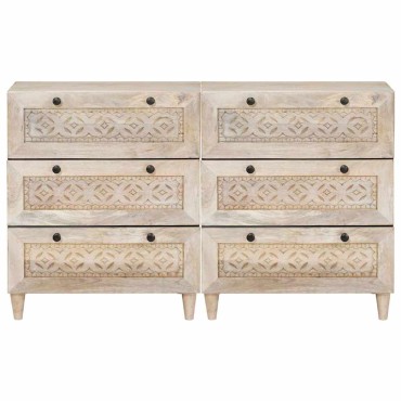 vidaXL Πλαϊνό γραφείο 2 τεμ. 120x33,5x75cm Μασίφ ξύλο μάνγκο