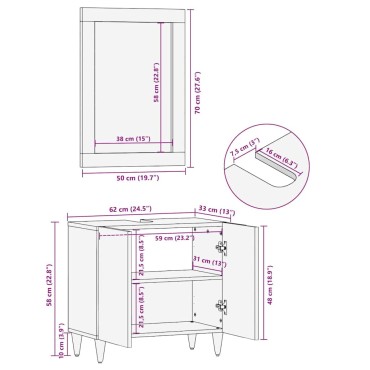 vidaXL Σετ Επίπλων Μπάνιου 2 τεμ. Λευκό 62x33x58cm