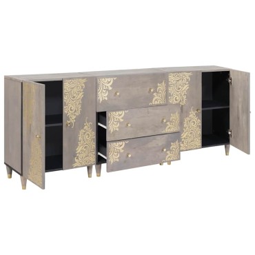 vidaXL Σετ Ντουλαπιών Μπάνιου 3 τεμ. 180x33x75cm Γκρι και Χρυσό