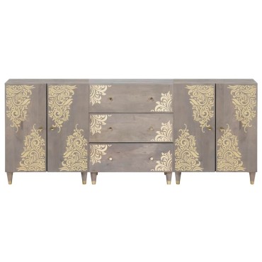 vidaXL Σετ Ντουλαπιών Μπάνιου 3 τεμ. 180x33x75cm Γκρι και Χρυσό