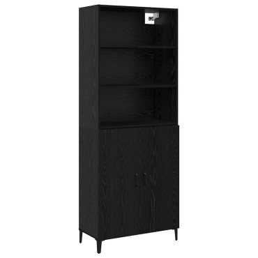 vidaXL Highboard Μαύρη Οξυά 69,5x32,5x180cm Επεξεργασμένο Ξύλο 1 τεμ.