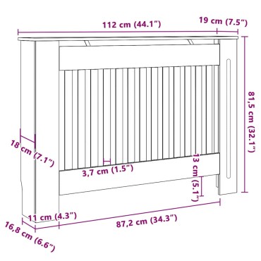 vidaXL Καπάκι Καλοριφέρ 2 pcs Γκρι 112 x 19 x 81,5 cm
