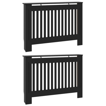 vidaXL Καπάκι Καλοριφέρ 2 pcs Μαύρο 112 x 19 x 81,5 cm